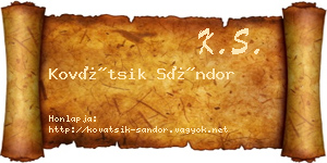 Kovátsik Sándor névjegykártya