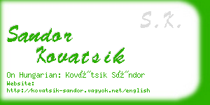 sandor kovatsik business card